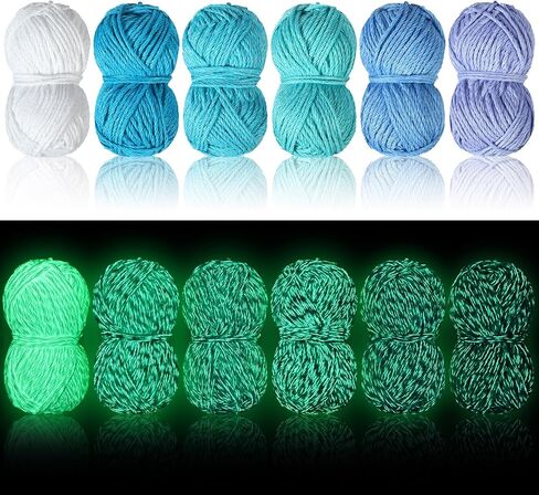 Timgle 6 Rolls Glow in The Dark Luminous Crochet Yarn for Halloween, DIY Knitting, Art Craft Sewing Thread, Party Supplies - 54.7 yd Per Roll (Green Series) in Saudi Arabia