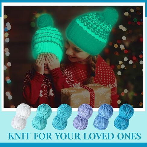 Timgle 6 Rolls Glow in The Dark Luminous Crochet Yarn for Halloween, DIY Knitting, Art Craft Sewing Thread, Party Supplies - 54.7 yd Per Roll (Green Series) in Saudi Arabia