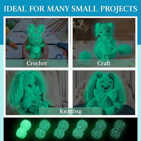 Timgle 6 Rolls Glow in The Dark Luminous Crochet Yarn for Halloween, DIY Knitting, Art Craft Sewing Thread, Party Supplies - 54.7 yd Per Roll (Green Series) in Saudi Arabia