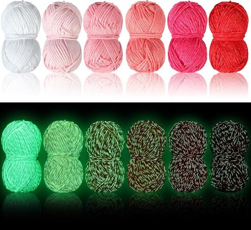 Timgle 6 Rolls Glow in The Dark Luminous Crochet Yarn for Halloween, DIY Knitting, Art Craft Sewing Thread, Party Supplies - 54.7 yd Per Roll (Green Series) in Saudi Arabia