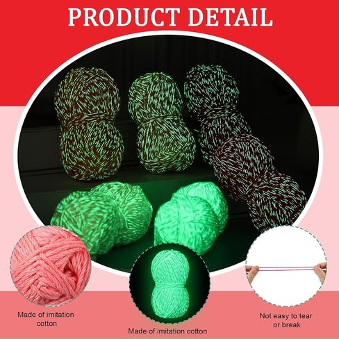 Timgle 6 Rolls Glow in The Dark Luminous Crochet Yarn for Halloween, DIY Knitting, Art Craft Sewing Thread, Party Supplies - 54.7 yd Per Roll (Green Series) in Saudi Arabia