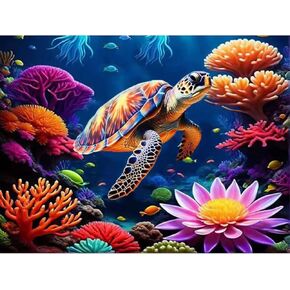 طقم اللوحة الماس السلاحف Wemeon Sea - طقم فن السلاحف البحرية للبالغين ، 12x16inch