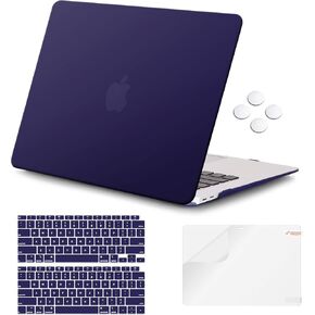 iCasso Compatible with MacBook Air 13 inch Case 2021-2018 Release A2337/A1932/A2179, Hard Shell Case Cover and Keyboard Cover Only for MacBook Air 13'' with Touch ID Retina Display,Darklight Purple