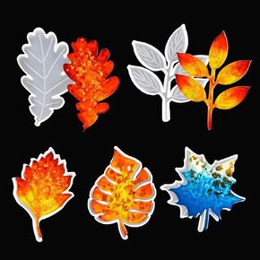 ISuperb 5 Pack Maple Leaf Resint Coaster قوالب - قوالب علبة السيليكون لصنع الجيود ، وقوادف شريحة العقيق ، وحصير الكؤوس ، وتزيين المنزل