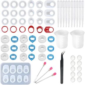 Cayway 45 pcs قالب راتنجات السيليكون ، 28 جهاز كمبيوترا مختلطة راتنجات المجوهرات الصب مع مختلف الأدوات الصنع لصياغة الطين السائل ، والراتنج الايبوكسي ، والمجوهرات