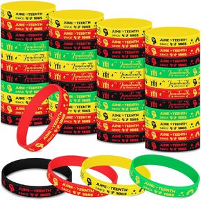 Deekin 200 قطعة أساور Juneteenth Rubber Rubber Bracelets Juneteenth Silicone Wristband Bracelets Black Freendom Day Gifts Supplies Partiotic Party Form