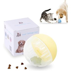 Tormen Dog Treat Ball Toy ، منطقة Pet Zone IQ لتوزيع لغز موزع الطعام التفاعلي للحيوانات الأليفة ، صعوبة قابلة للتعديل ، كرة مقاومة للتسرب المتينة ، لعبة التصنيف للتمرين والمرح （صفراء）