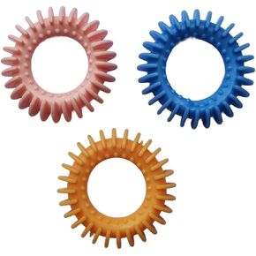 yansumi Small Pet Puppy Dog Chew Toys 3Pieces for Teething and Training Interactive Playing - 2.8 Inch, Soft Natural Rubber Ring Doggie Toys