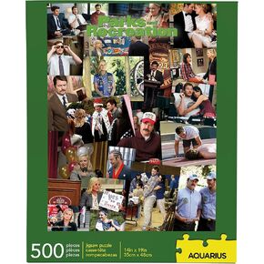 Aquarius Parks & Rec Collage Puzzle (أحجية بانوراما من 500 قطعة) - Free Free - Precision Fit - Parks & Rec Parks & Complibles - 14 × 19 بوصة