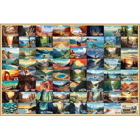 Puzzles for Adults 1000 Pieces, National Parks Jigsaw Puzzle Featuring 63 U.S. Parks Including Yellowstone, Yosemite, Colorful 27.5x19.7 Inches, Wall Art or Poster Decor
