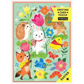 mudpuppy hoppy easter - أرنب أرنب بطاقة تحية تحت عنوان عيد الفصح ولغز بانورز تشمل مغلف منسق ملون وختم ملصق