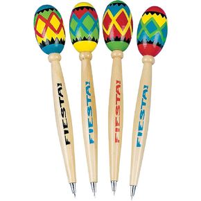 PUN Express Fiesta Maraca Pen لسينكو دي مايو - مجموعة من 12 - لوازم حفلات القرطاسية