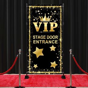 غطاء باب باب المرحلة VIP - بوليستر 72 × 35 بوصة مع نجوم ذهبية للحفلات والأحداث