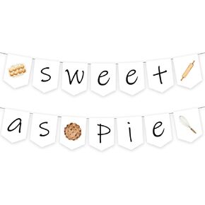 Sweet as Pie Banner - Cutie Pie Theme Baby Shower Party Bunting Decorations, Baking Birthday Decor, First Birthday Party Supplies for Kids Boys Girls
