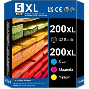 200xl ink خرطوشة بديل لـ 200xl 200 XL T200XL لاستخدامها مع XP-200 XP-300 XP-310 XP-400 XP-410 WF-2520 WF-2530 WF-2540 (2BLACK ، 1CYAN ، 1MAGENTA ، 1YELD)