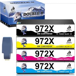 Double D Compatible 972 972X حبر خراطيش مع استبدال جهاز ترقية الرقائق لـ 972x 972A استخدام مع PageWide Pro 477DW 477DN 577DW 577Z 452DN 452DW 552DW P55250DW P57750DW (1BK ، 1C ، 1M ، 1Y ،