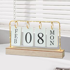 Flip Wooden Perpetual Calendar Metal Desk Calendar 2025 Daily Desktop Salendar Monterly Year Year Planner Defice Office Home Decor