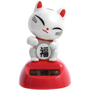 White Cat Solar Powered Car Ornament Animal Solar Powered Dancing Dolls,Automotive Ornaments Figures Bobble Head Solar Powered Ornament,for Office Home Desk Decor Solar Power Kits