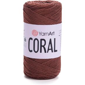 Yarnart Coral Satin Cotton Blend Macrame Yarn - 50 ٪ Cotton 50 ٪ Polyester ، 200g ، 200m ، 1-1.5 مم خيوط حرفة زخرفية سميكة للأكياس ، القبعات ، الأحزمة ، المتسابقين ، المفارش ، الكروشيه والحياكة (1904)