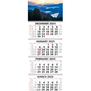 Calendar Company 2025 4 أشهر تقويم الجدار مع Mountain Great Smoky Mountain (شريحة التاريخ الأحمر المجاني!) مصنوعة في الولايات المتحدة الأمريكية! (134_greatsmokymtn)