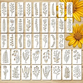 ORIGACH 42 Pcs Leaf Vine Flowers Stencils for Painting on Wood Wall, Reusable Plant Painting Stencils for Fabric Canvas Window Furniture Home Decor