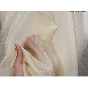 3.3 Yard Long 59-Inch Wide Wrinkled Organza Fabric by The Yard, Perfect for Silk Fabric Projects, Wedding Decorations, Party Decals, DIY Crafts, and Fashion Design（White）
