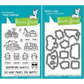 Lawn Fawn - Car Critters Road Trip Add -On على الطوابع والموت والجيب