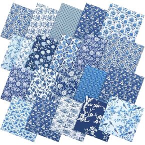 Oudain 40 PCS 10 × 10 بوصة 10 بوصة من القماش الأزرق والأبيض مربعات Chinoiserie Fat patchwork Chinoiserie Strips Bracealain Bundles for Christmas DIY Craft Sewing Material