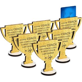 6 Pcs Coach Gift Card Holder Coach Appreciation Gifts for Men Women Wooden Trophy Shaped Card Sleeves Money Cash Holders Thanks Party Decor for Football Basketball Baseball Sports