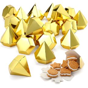 Gilprop 24 PCS Diamond Gold Candy Candy Boxes Tea Party Boxes for Sweet Candy Chocolate Coins Decor