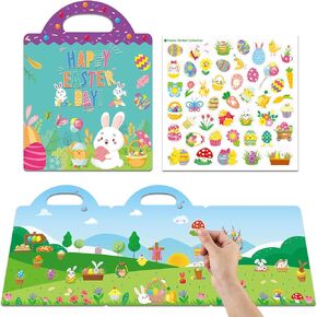 Reusable Sticker Book for Kids,4 Sets Funny Stickers for Toddler Kids Toy Age 3,3D Cute Waterproof Stickers Book for Girl Boy Teens-Animals+Insects+Sensons+Ocean