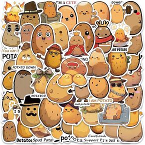 100 Pcs Potato Stickers Waterproof PVC Christmas Stickers Potato Party Supplies Cute Stickers for Bike Motorcycle Skateboard Luggage