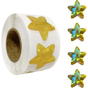 Glitter Red Star Stickers 500 Pcs, Star-Shaped Stickers Roll, 1 inch Self Adhesive Sparkly Shiny Stars Labels, Foil Stickers for Teacher Supplies, Classroom Business, Notes, Cups, Gift Box Card in Kuwait