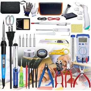 Stained Glass Kit for Adults Beginners, 30 PCS Tool Set with Glass Cutter, 80W Soldering Iron, Solder Wire, Cut Resistant Gloves Complete Stained Glass Supplies in Saudi Arabia