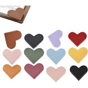 Leather Heart Bookmarks,12 Pcs Corner Page Book Marks Lovers Gifts for Women,Kids,Teachers Students for Reading Lover,2025 Readers Gift Books Reading for Book Lovers (Mother Day Gifts)