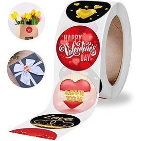 1 "Round Valentines Loving Heart Stickers عيد الحب Love You Label ملصقات قوية لاصق هدية هدية حلوى صناديق الملصقات ملصقات ملفات تعريف الارتباط ملصقات الملصقات 500 ملصقات لكل لفة