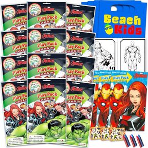 MARVEL AVENGERS PIRMIDY PARTY PARTORS و BUNDLE - 12 حزم لعب النشاط للبنين ، والفتيات مع كتب التلوين الصغيرة ، والمزيد | تفضل حفلة Avengers للأطفال