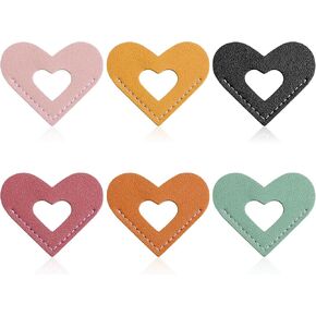 6pcs Leather Heart Longmark ، مرجعية زاوية مجوفة مزدوجة على الوجهين للنساء ، علامة كتاب جلدية لطيفة لإكسسوارات القراءة ، مرجعية قلب مطرزة على هدايا المعلمين القراء