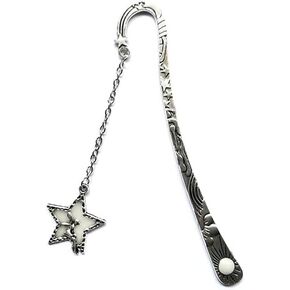 1Pcs Metal Star Bookmark Glow in The Dark Beautiful and Refined Long Chain Pendant Pretty Separator Hook Reading Book Mark