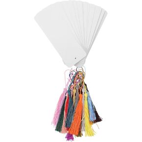 Stobok 24PCS Plant Paper Lotigmrks Cardstock Cardks with Tassel (White)
