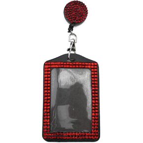 Rhinestone Lanyard Bling Crystal Badge + حامل بطاقة لبطاقة هوية العمل (أبيض)
