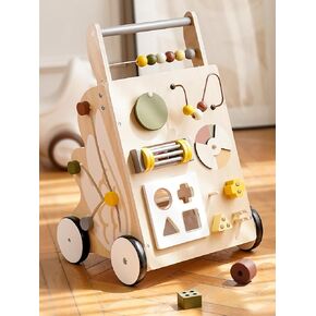 VBABY WOODEN BABY Walker ، مسببة قابلة للتعديل للدفاع بين الأولاد والبنات ، اجلس للوقوف على ألعاب المشي في نشاط الأطفال لمدة عام واحد