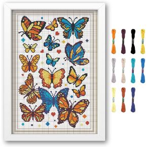 FreeBloss Cross Stitch Wall Art Kits for Beginners Butterfly Cross Grestic Wall Kit Diy Diy Exerlepoint Kit Stamped Cross Stitch Typervery Kit للبالغين 35x50 سم