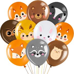 45 PCS Woodland Animal Palloons 12 Inch Forest Animal Woodland Baloons Latex موضوع الحفلة لعيد الميلاد ديكور داخلي في الهواء الطلق