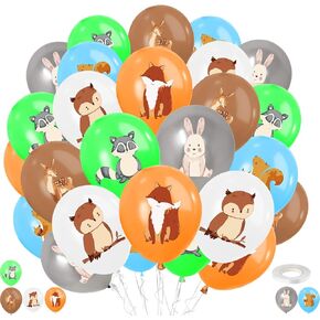 42pcs Woodland Animals Balloons Forest Animals Balloons Deer Fox Squirrel Rabbit Balloons for Woodland Themed Party Camping Birthday Baby Shower
