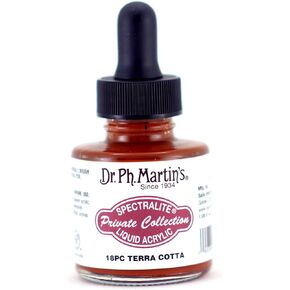 Dr. Ph. Martin's Spectralite Private Collection Liquid Acrylics (18PC) Arcylic Paint Bottle, 1.0 oz, Terra Cotta