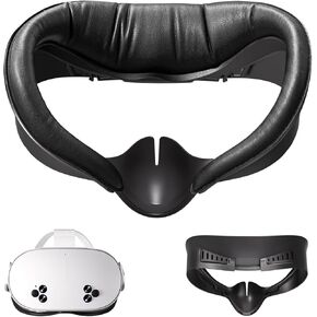 غطاء وسادة وجه من السيليكون المتطور VR لـ Meta Quest 3s، ملحقات سماعات الرأس الأصلية قناع وسادة وجه VR لسماعة Oculus Quest 3 (أسود) - تعزيز الراحة والنظافة