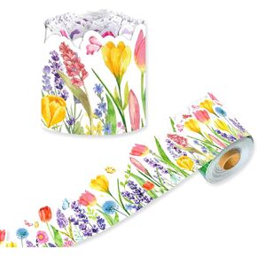Cieovo 67.9 ft Spring Tulip Floral Bulletin Boards Borders ، Tulip Flower Bulletin Trim Board Borders Border for Spring Tulip Home's Mother's Party Classroom Classroom Decoration