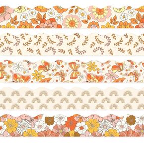 69ft Boho Bulletin Board Borders Retro Groovy Pink Orange Flower Flower Butterfly Trim Borders Hippie 70s Bulletin Poard Poard Fore