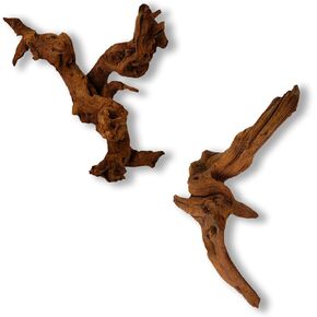 Decordwood Driftwood Decor Decor Trunks و Roots الكبيرة لإطلالة على الصخور ، وتعزيز المناظر الطبيعية ومخابئها (أشكال عشوائية ، 15-20 سم ، مجموعة من قطعتين)